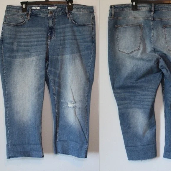 Vigoss Marley Distressed Midrise Cuffed Capri Light Wash Plus Size 22 H14763 - Picture 13 of 14